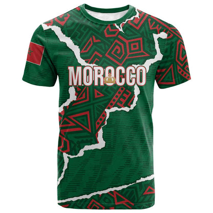Morocco Football Custom T-Shirt Grunge Motifs Graphic Tee