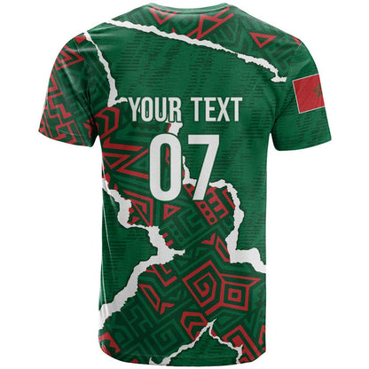 Morocco Football Custom T-Shirt Grunge Motifs Graphic Tee