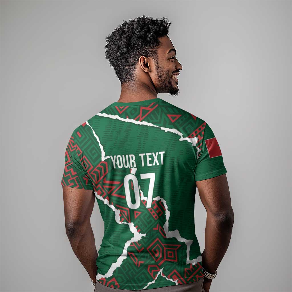 Morocco Football Custom T-Shirt Grunge Motifs Graphic Tee