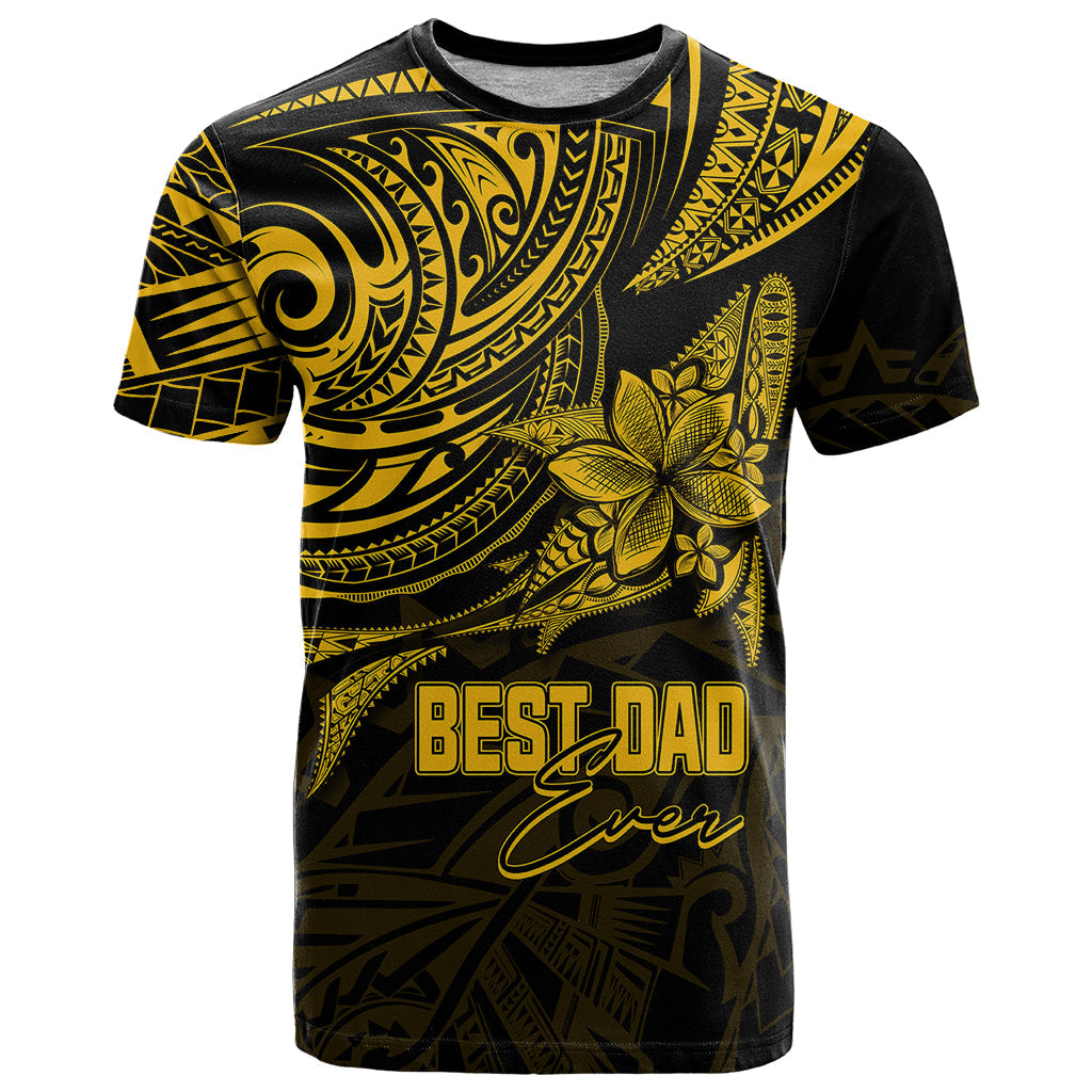 Personalised Father's Day Polynesian T-Shirt Best Dad Ever - Gold Graphic Tee