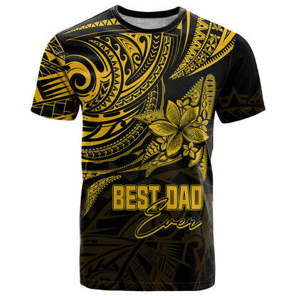 Personalised Father's Day Polynesian T-Shirt Best Dad Ever - Gold Graphic Tee