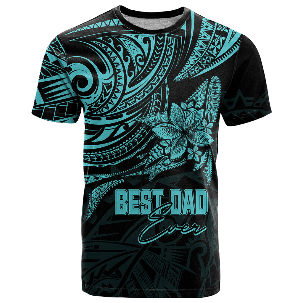 Personalised Father's Day Polynesian T-Shirt Best Dad Ever - Turquoise Graphic Tee