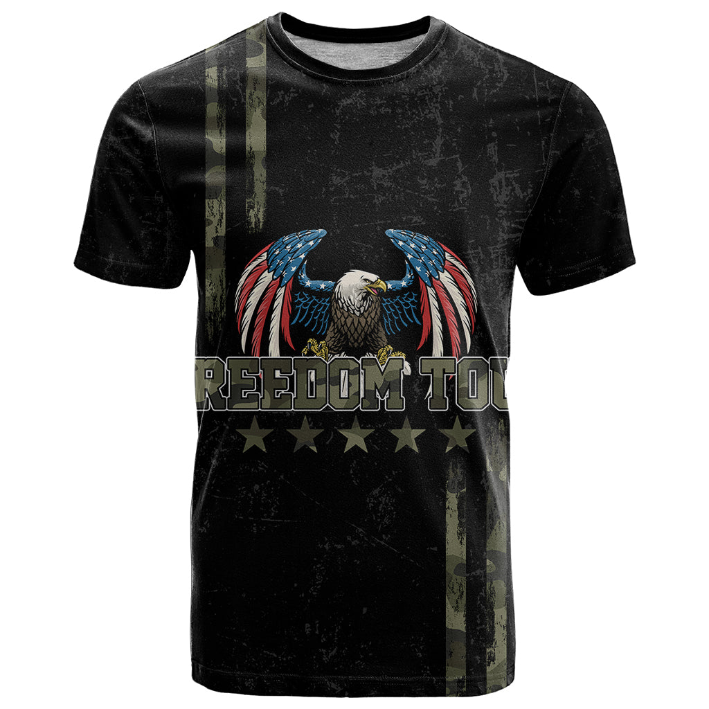 USA Bald Eagle Freedom Tour 1776 Born To Be Free T-Shirt Camouflage Style Graphic Tee