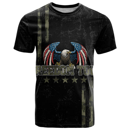 USA Bald Eagle Freedom Tour 1776 Born To Be Free T-Shirt Camouflage Style Graphic Tee