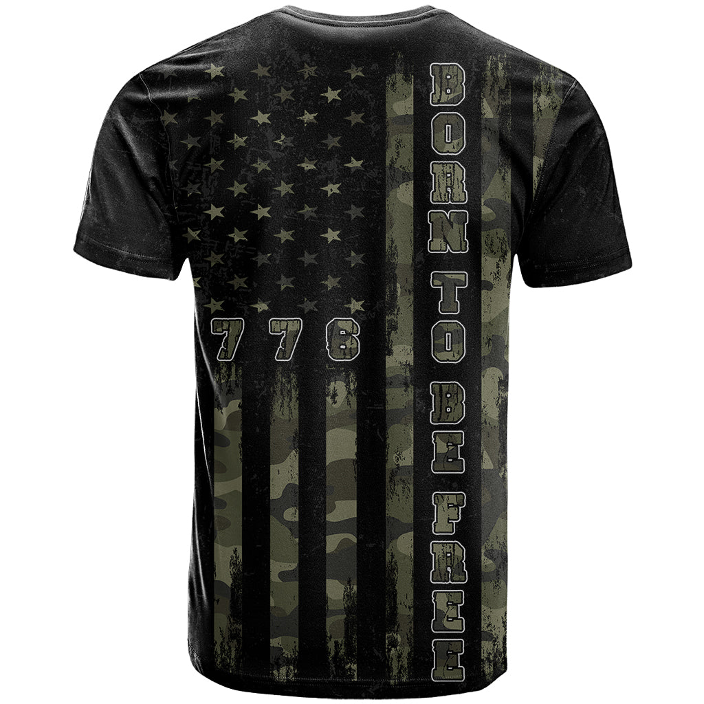 USA Bald Eagle Freedom Tour 1776 Born To Be Free T-Shirt Camouflage Style Graphic Tee