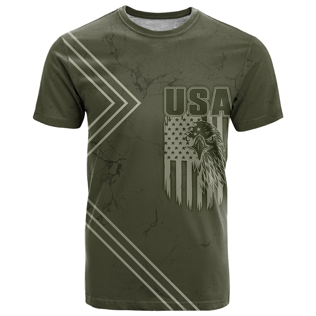 USA Bald Eagle Freedom Tour 1776 Born To Be Free T-Shirt Olive Grunge Style Graphic Tee
