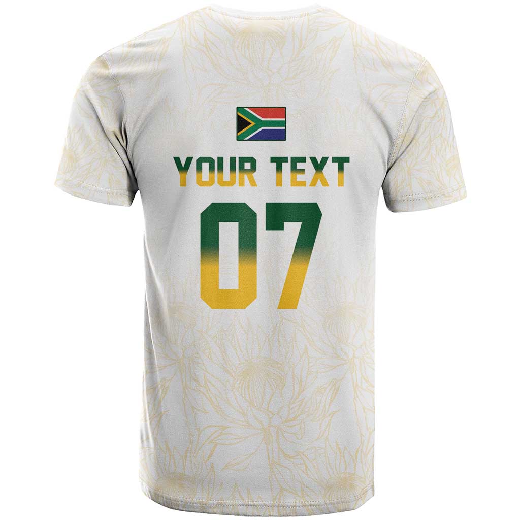 South Africa Cricket Champion Custom T-Shirt Gold Proteas - All White Graphic Tee