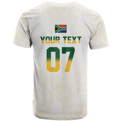 South Africa Cricket Champion Custom T-Shirt Gold Proteas - All White Graphic Tee