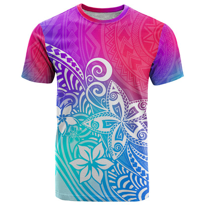 Polynesia T-Shirt Plumeria Galaxy Gradient Curves Graphic Tee