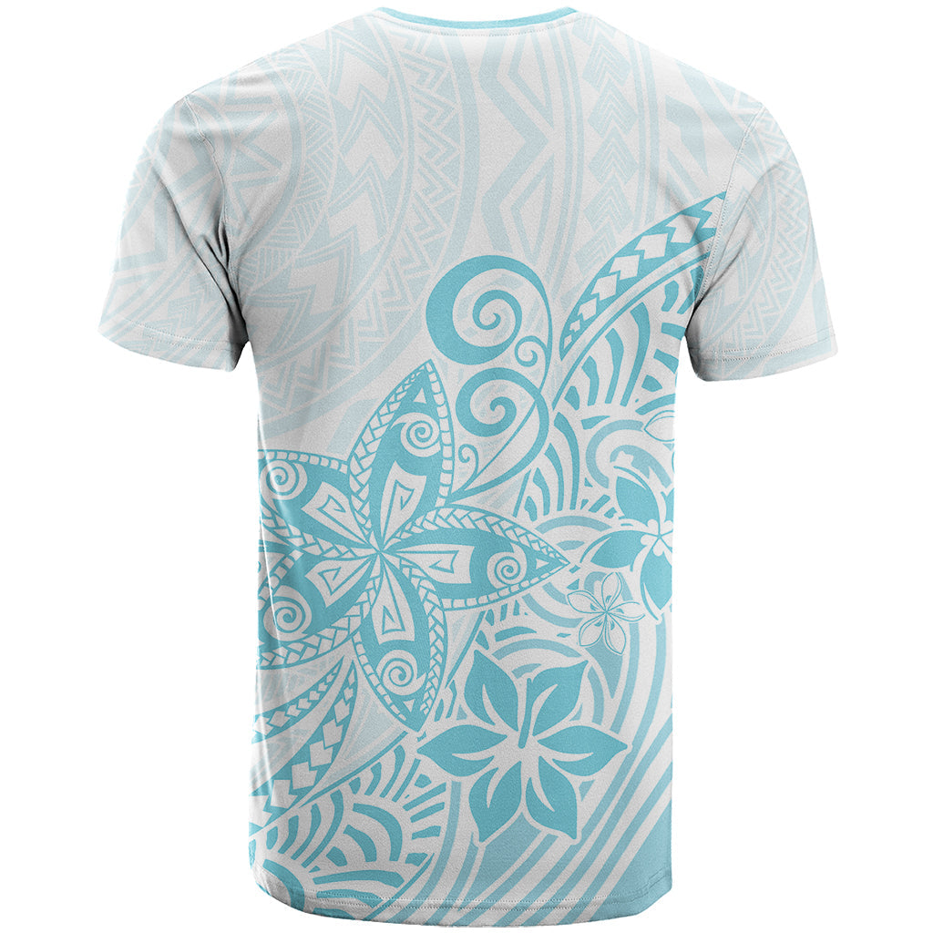 Polynesia T-Shirt Plumeria Turquoise Curves Graphic Tee