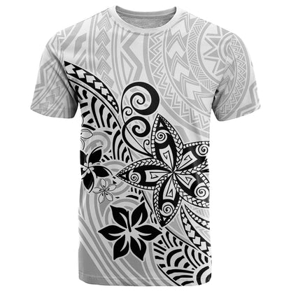 Polynesia T-Shirt Plumeria White Curves Graphic Tee