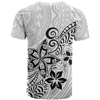 Polynesia T-Shirt Plumeria White Curves Graphic Tee