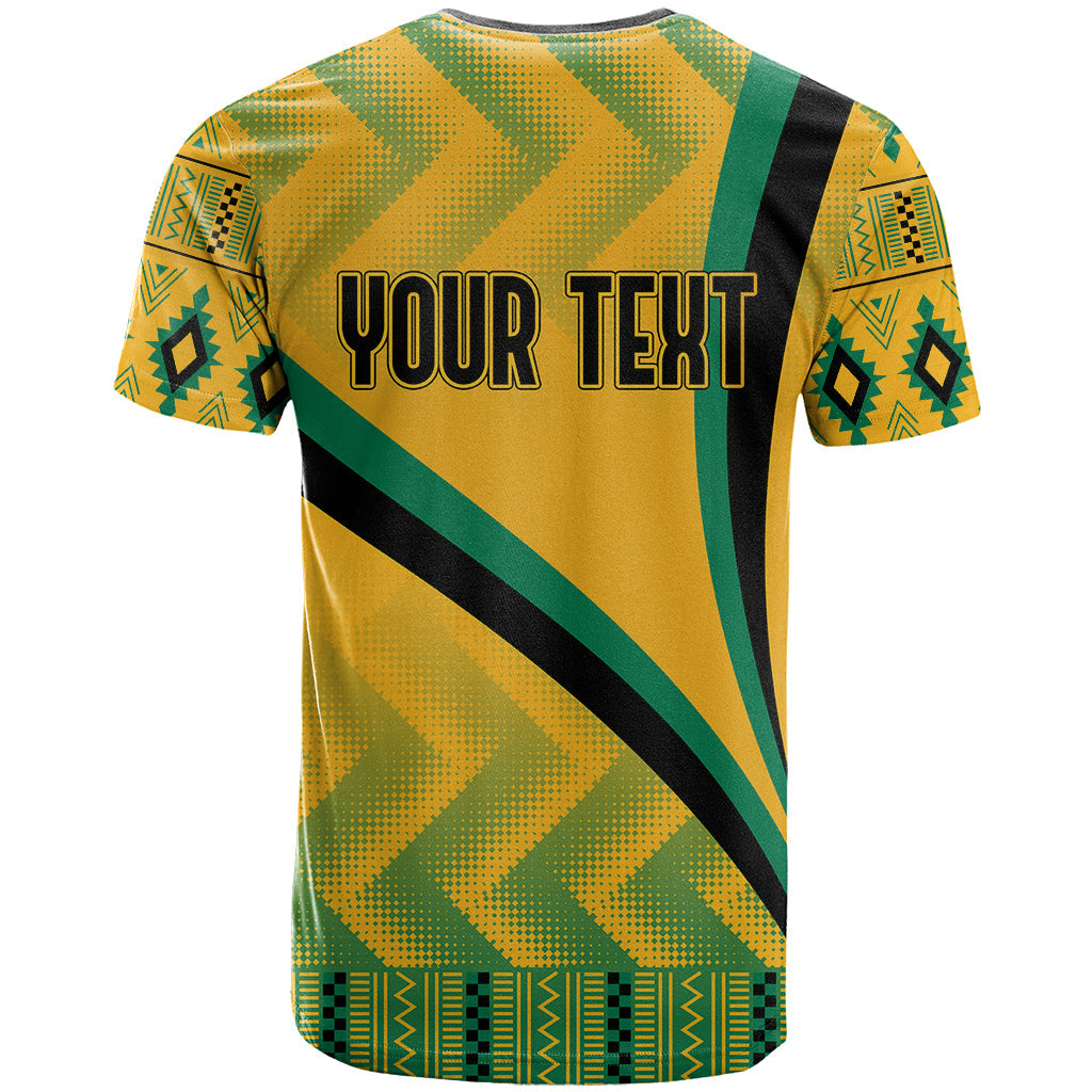 Personalised Jamaica T-Shirt Kente Pattern Basic - Yellow Graphic Tee