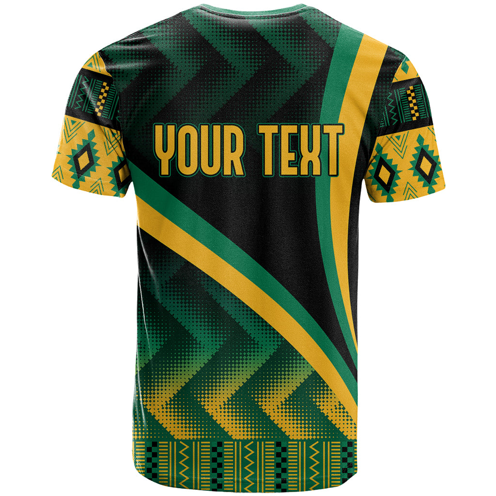 Personalised Jamaica T-Shirt Kente Pattern Basic - Black Graphic Tee