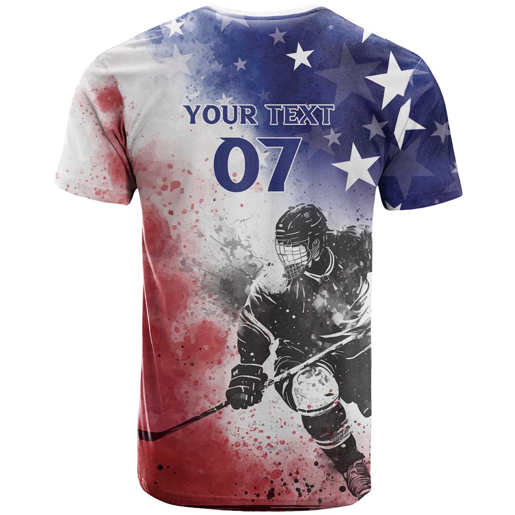 USA Ice Hockey Custom T-Shirt Splash Art Abstract Style Graphic Tee
