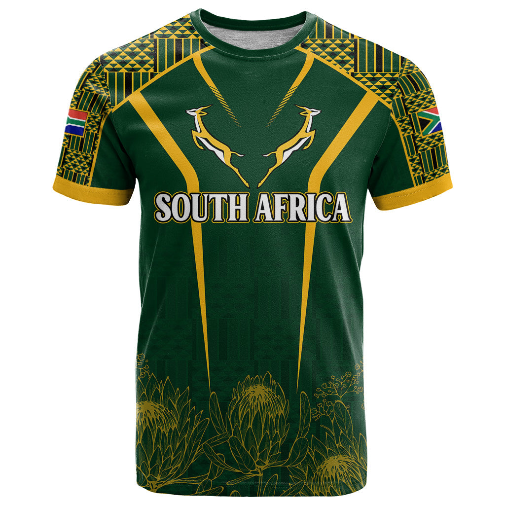 Personalised South African Heritage Day T-Shirt Kente Ethnic Patterns Mix Springboks Graphic Tee