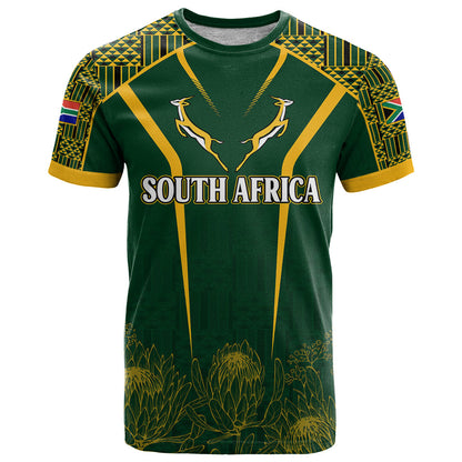 Personalised South African Heritage Day T-Shirt Kente Ethnic Patterns Mix Springboks Graphic Tee