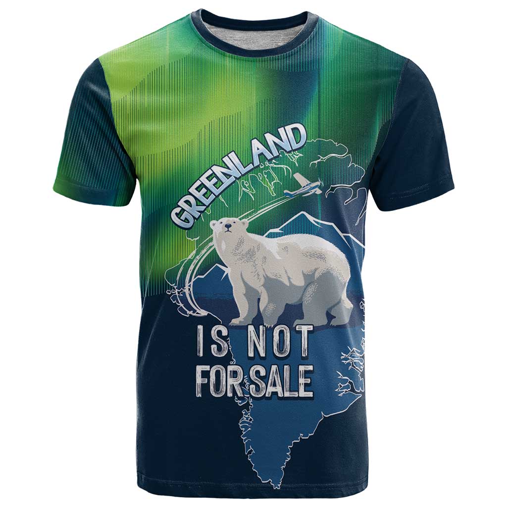 Greenland Is Not For Sale T-Shirt Arctic Aurora Borealis Graphic Tee