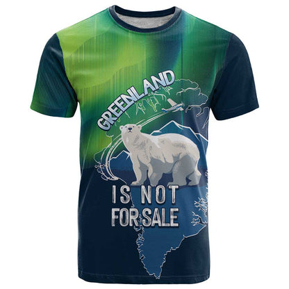 Greenland Is Not For Sale T-Shirt Arctic Aurora Borealis Graphic Tee