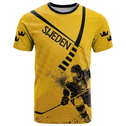 Sweden Ice Hockey Personalized T-Shirt Tre Kronor - GO Sweden Graphic Tee