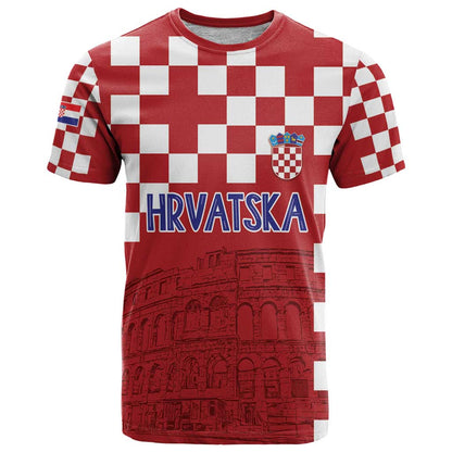 Croatia Football 2025 Custom T-Shirt Red Hrvatska Kockasti - Pula Arena Graphic Tee