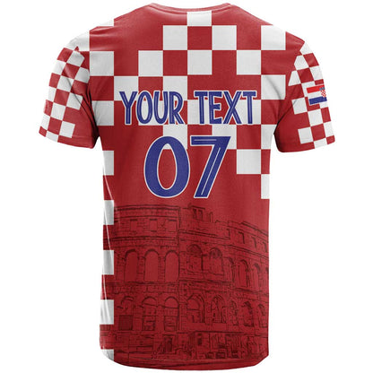 Croatia Football 2025 Custom T-Shirt Red Hrvatska Kockasti - Pula Arena Graphic Tee