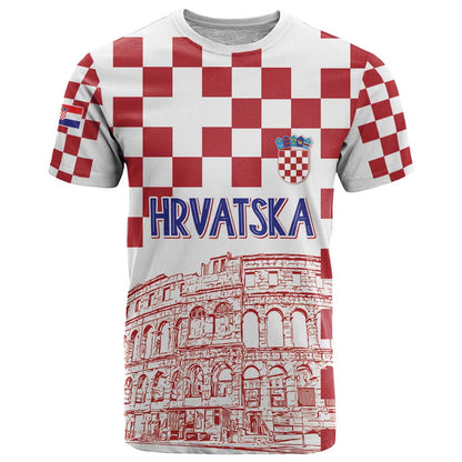 Croatia Football 2025 Custom T-Shirt White Hrvatska Kockasti - Pula Arena Graphic Tee