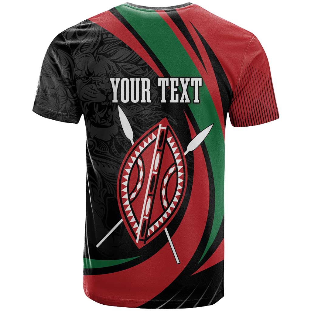 Kenya Mashujaa Day Personalized T-Shirt Lion Warrior with Masai Shield Graphic Tee