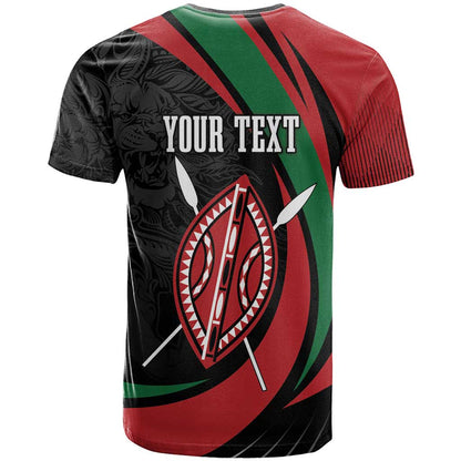 Kenya Mashujaa Day Personalized T-Shirt Lion Warrior with Masai Shield Graphic Tee