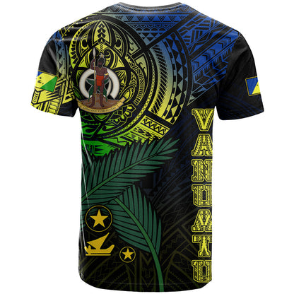 Personalised Vanuatu T-Shirt Turtle Chest Tattoo Flag Color Malampa Graphic Tee