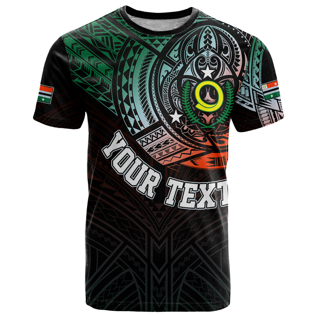 Personalised Vanuatu T-Shirt Turtle Chest Tattoo Flag Color Penama Graphic Tee