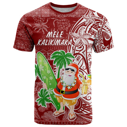 Hawaii Christmas Mele Kalikimaka T-Shirt Santa Claus Graphic Tee