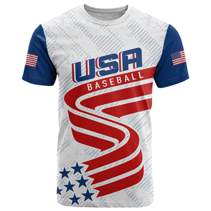 Personalised USA Baseball Star Spangled Simple Style T-Shirt Graphic Tee
