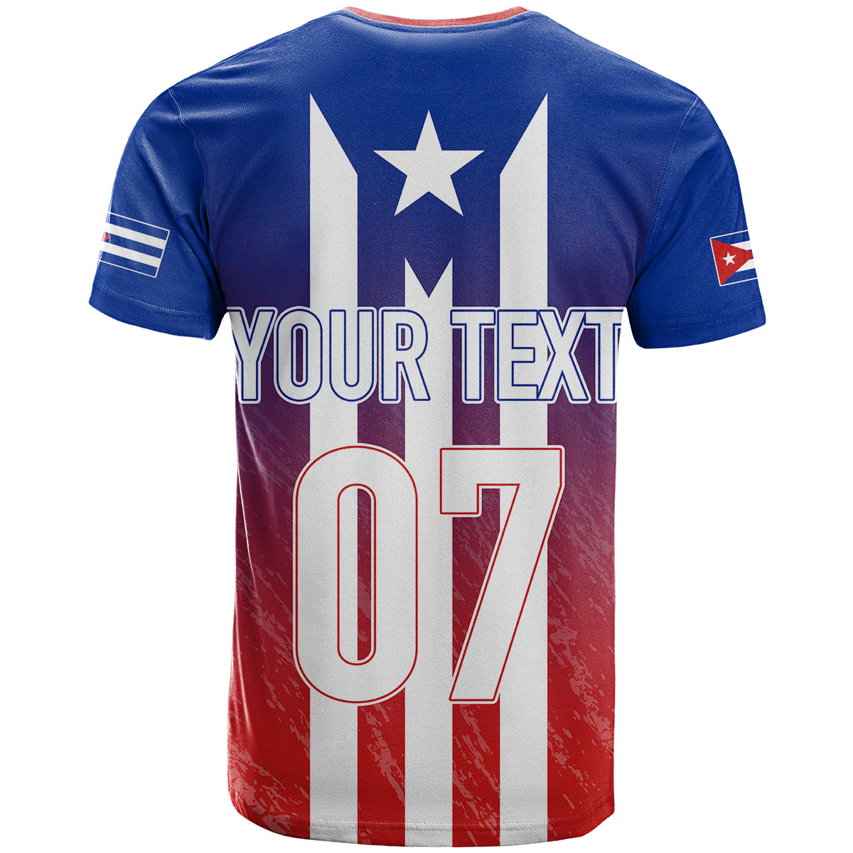 Personalised Cuba Baseball Gradient Color Flag Style T-Shirt Graphic Tee