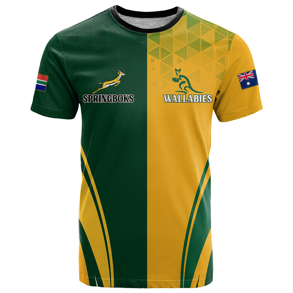 Personalised Australia Mix South Africa Rugby T-Shirt Wallabies And Springboks - Champions Special Ver Graphic Tee