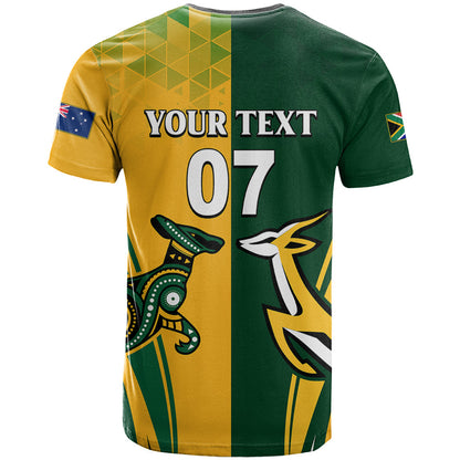 Personalised Australia Mix South Africa Rugby T-Shirt Wallabies And Springboks - Champions Special Ver Graphic Tee
