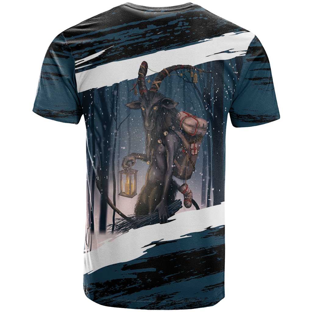Merry Christmas T-Shirt Krampus in The Woods - Dark Teal Graphic Tee