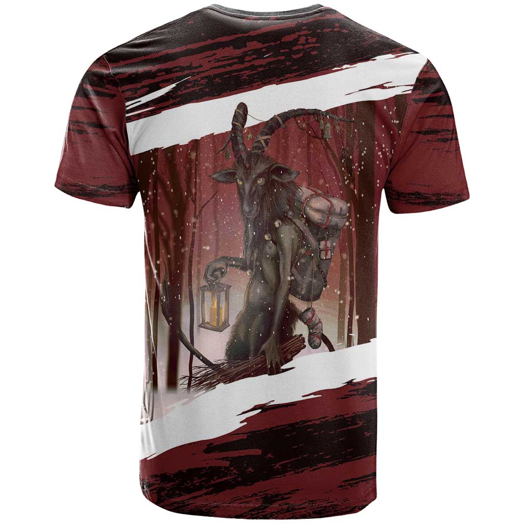 Merry Christmas T-Shirt Krampus in The Woods - Red Graphic Tee