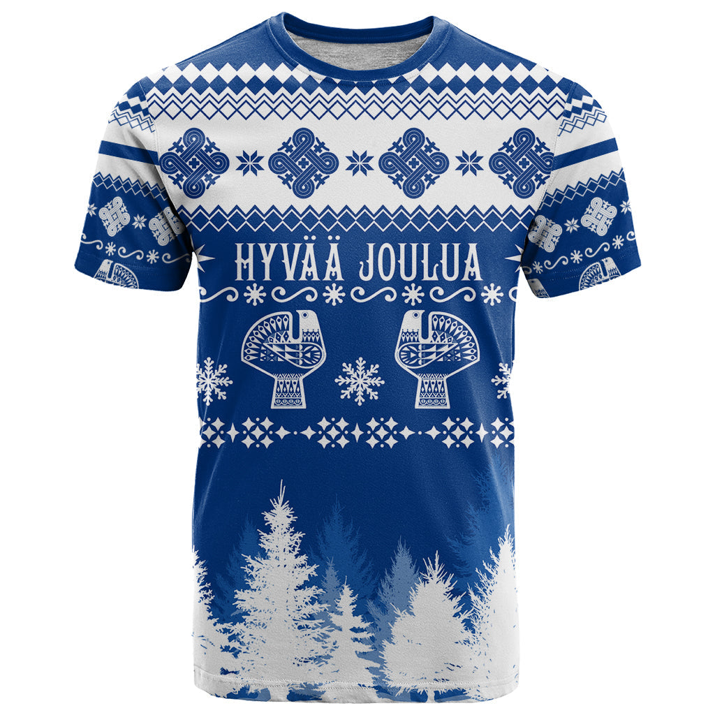 Finland Christmas Hannunvaakuna Tattoo T-Shirt Hyvaa Joulua - Flag Color Graphic Tee