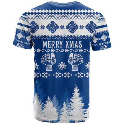 Finland Christmas Hannunvaakuna Tattoo T-Shirt Hyvaa Joulua - Flag Color Graphic Tee
