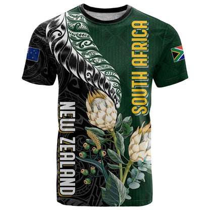 Custom South Africa Mix New Zealand Rugby T-Shirt World Cup Greatest Rivalry Graphic Tee