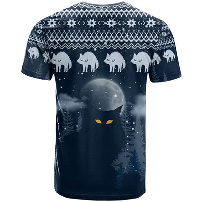 Yule Cat Christmas T-Shirt Jolakotturinn Snowy Night Graphic Tee