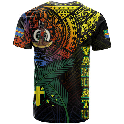 Personalised Vanuatu T-Shirt Turtle Chest Tattoo Flag Color Tafea Graphic Tee