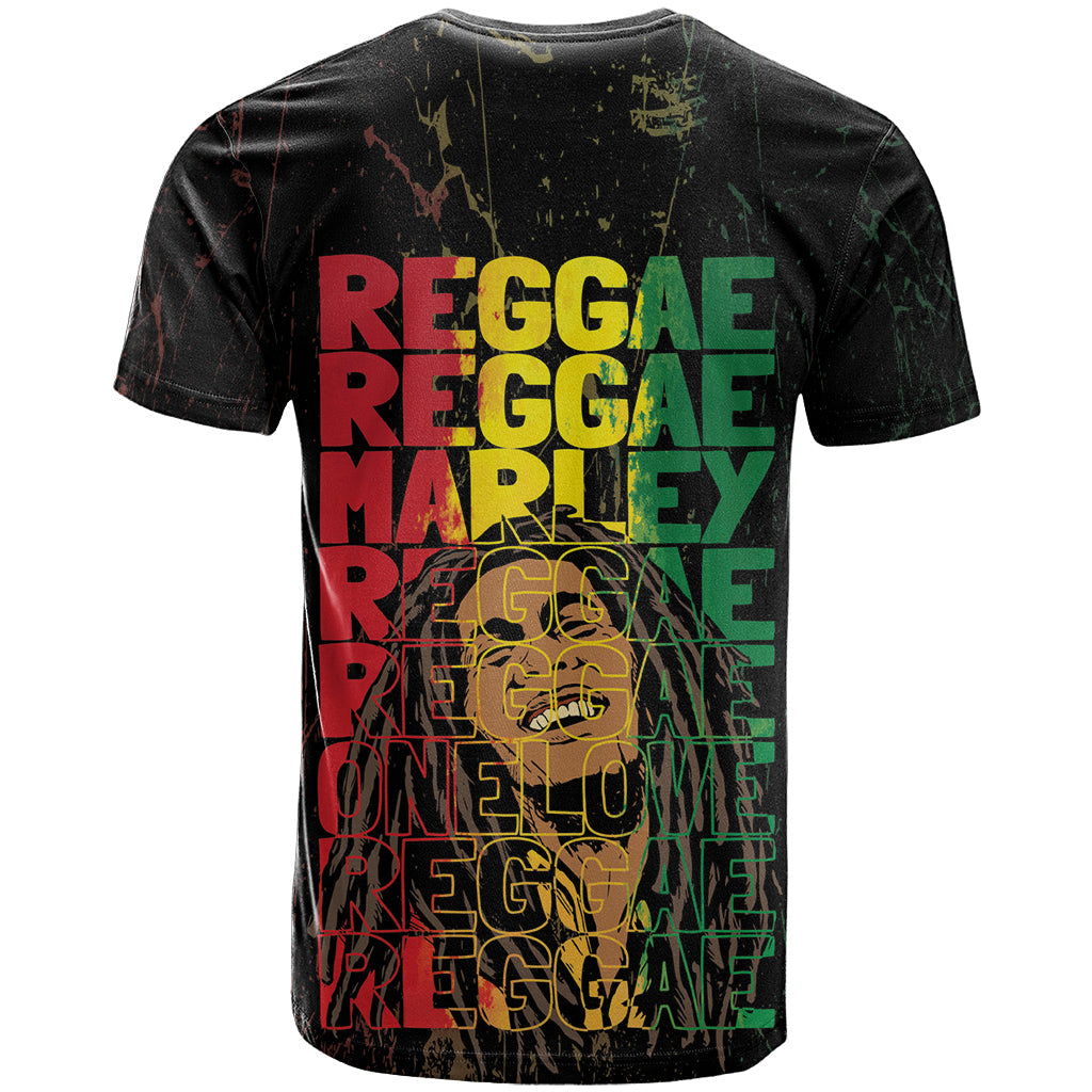 Reggae King Marley T-Shirt Typeset Grunge Style Graphic Tee