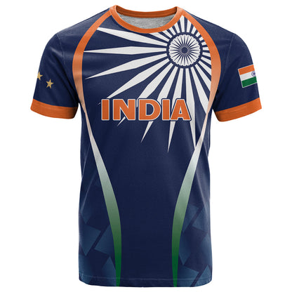 India Cricket World Cup 2024 T-Shirt Men In Blue Dynamic Graphic Tee
