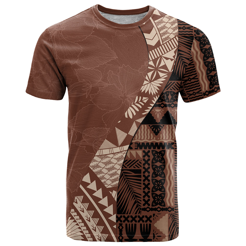 Bula Fiji T-Shirt Tribal Masi Tapa - Brown Graphic Tee