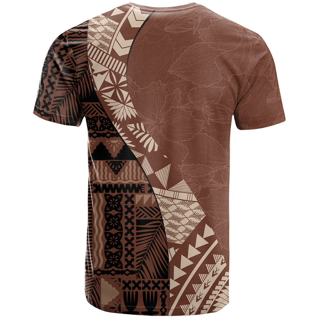 Bula Fiji T-Shirt Tribal Masi Tapa - Brown Graphic Tee