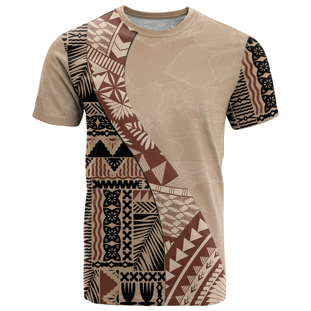 Bula Fiji T-Shirt Tribal Masi Tapa - Beige Graphic Tee