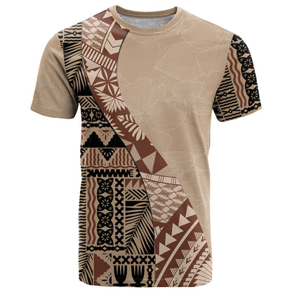 Bula Fiji T-Shirt Tribal Masi Tapa - Beige Graphic Tee