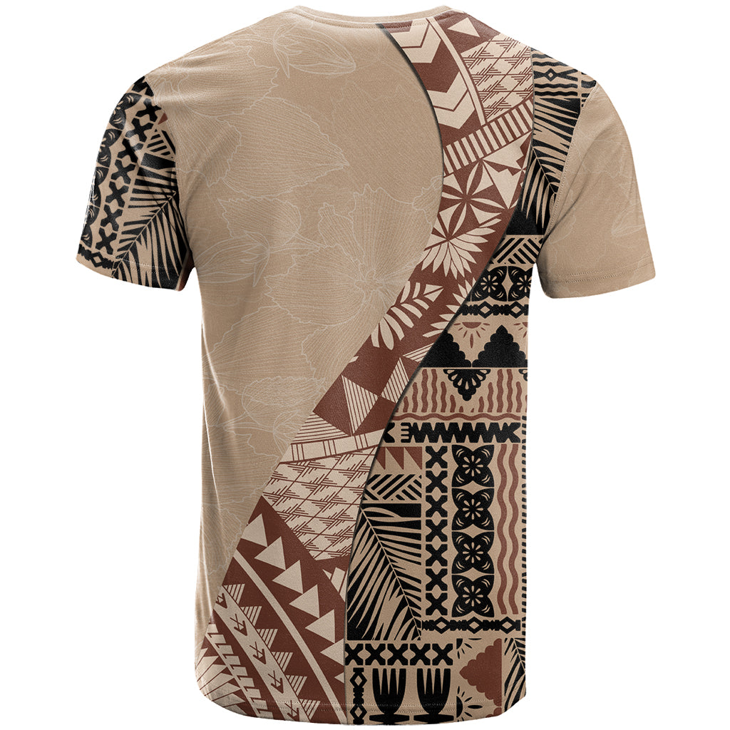 Bula Fiji T-Shirt Tribal Masi Tapa - Beige Graphic Tee